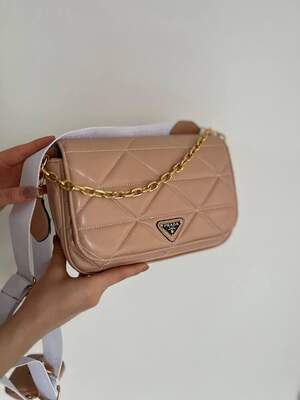 Женская сумка Prada pink 2в1 Прада маленькая сумка на плечо красивая, легкая сумка из эко-кожи