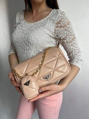 Женская сумка Prada pink 2в1 Прада маленькая сумка на плечо красивая, легкая сумка из эко-кожи
