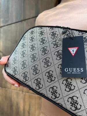 Женская сумка из эко-кожи Guess snapshot серого цвета молодежная, брендовая сумка через плечо