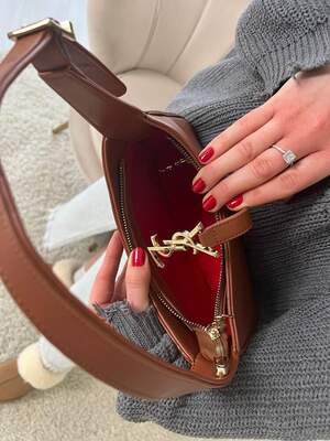 Женская сумка из эко-кожи Ysl Hobo  Ив Сен Лоран Хобо Yves Saint Laurent коричневого цвета молодежная