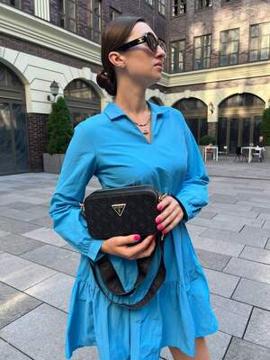 Женская сумка из эко-кожи Guess snapshot черного цвета молодежная, брендовая сумка через плечо
