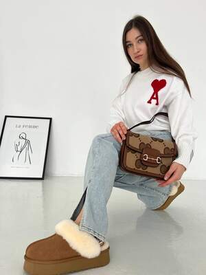 Женская сумка из эко-кожи Gucci Гуччи коричневая молодежная, брендовая сумка через плечо